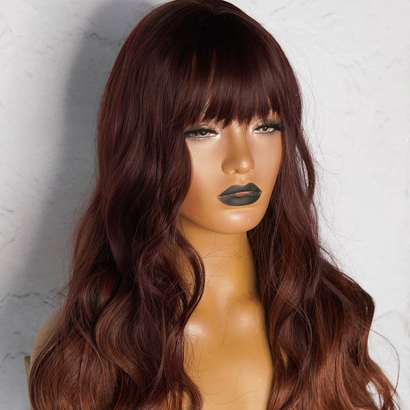 AUTUMN Mahogany Brown Ombre Fringe Wig