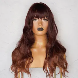 AUTUMN Mahogany Brown Ombre Fringe Wig