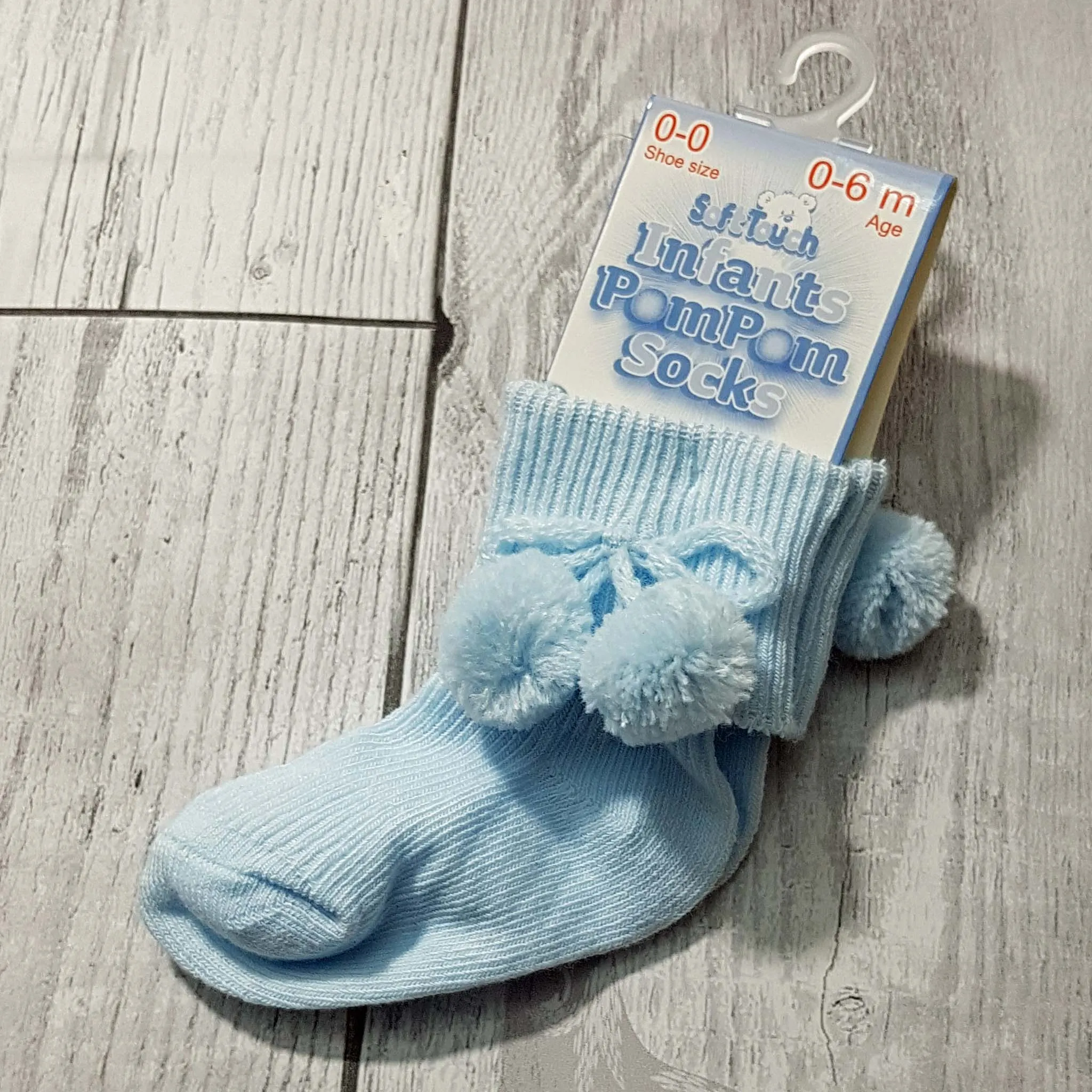 Baby Boys ankle socks with Pom Poms Blue