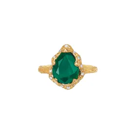 Baby Queen Water Drop Zambian Emerald Ring with Sprinkled Diamonds | Ready to Ship