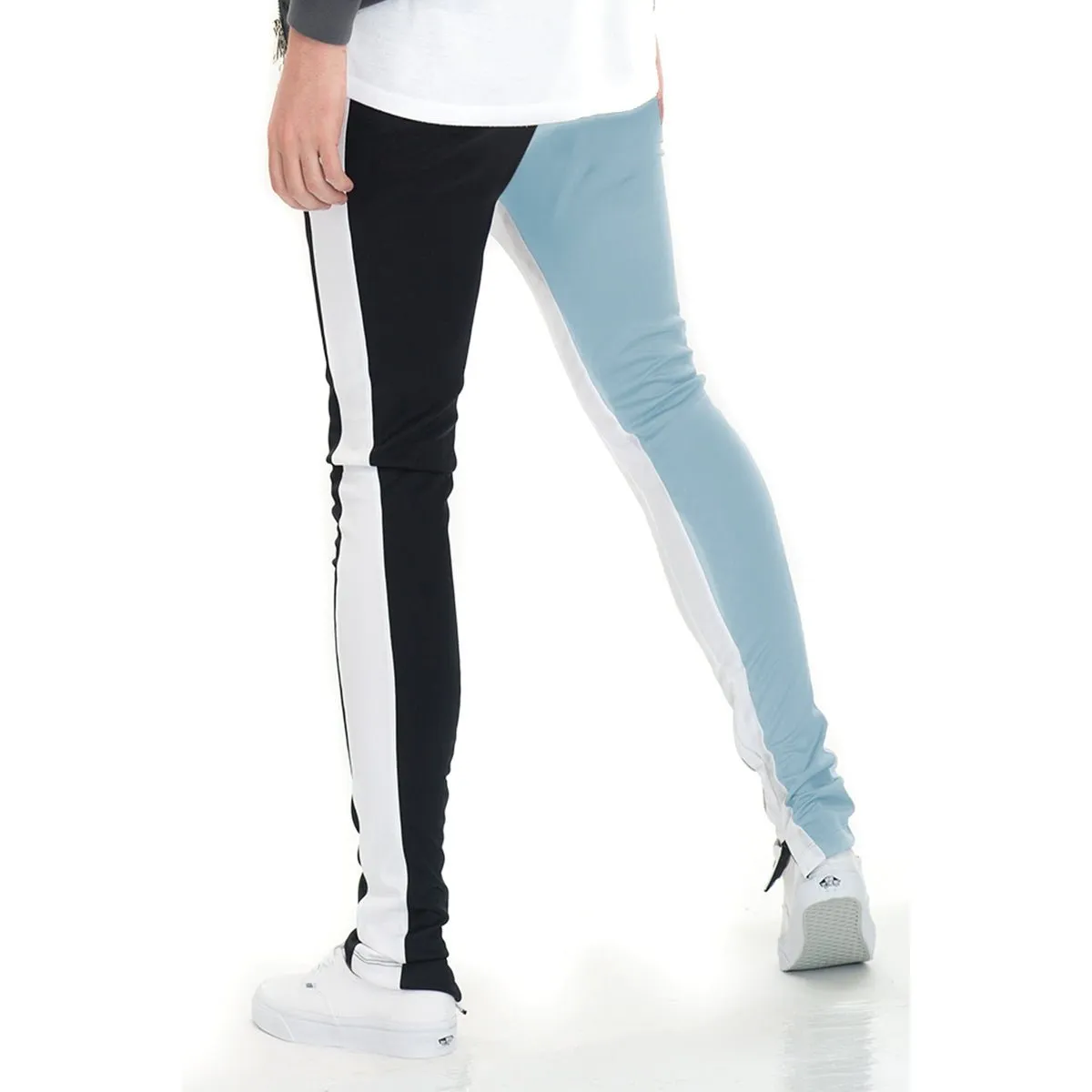 Black & Sky Blue Split Track Pants