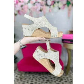 Corky's Carley Beige Glitter Wedge