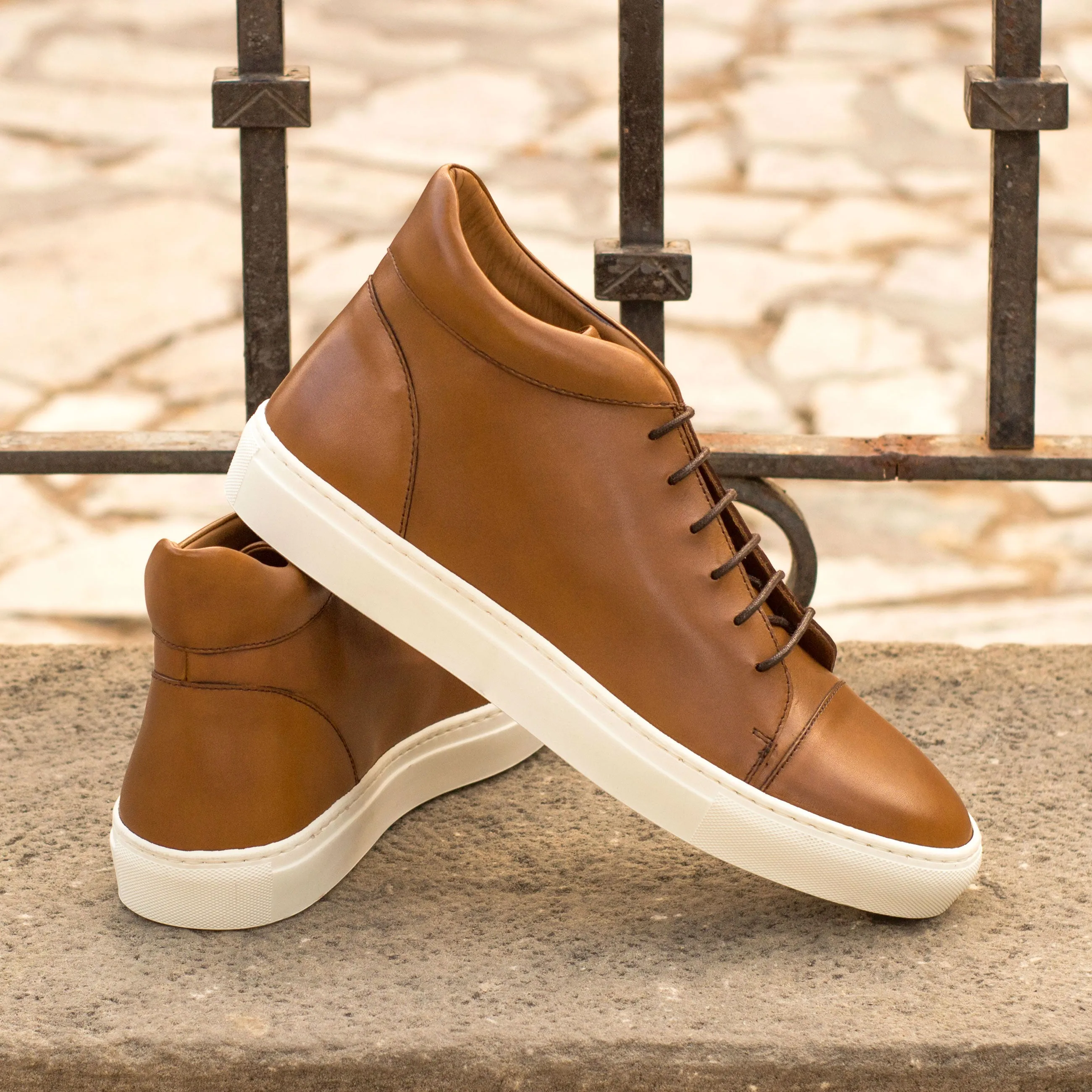 DapperFam Cassian in Light Brown Men's Italian Leather High Top