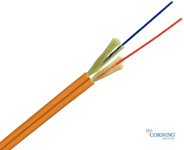 Duplex Plenum Fiber Optic Cable, Zip Cord, Multimode OM1, Corning Fiber, Indoor