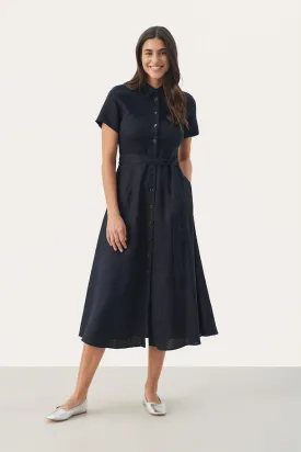 Eflin Navy Linen Dress