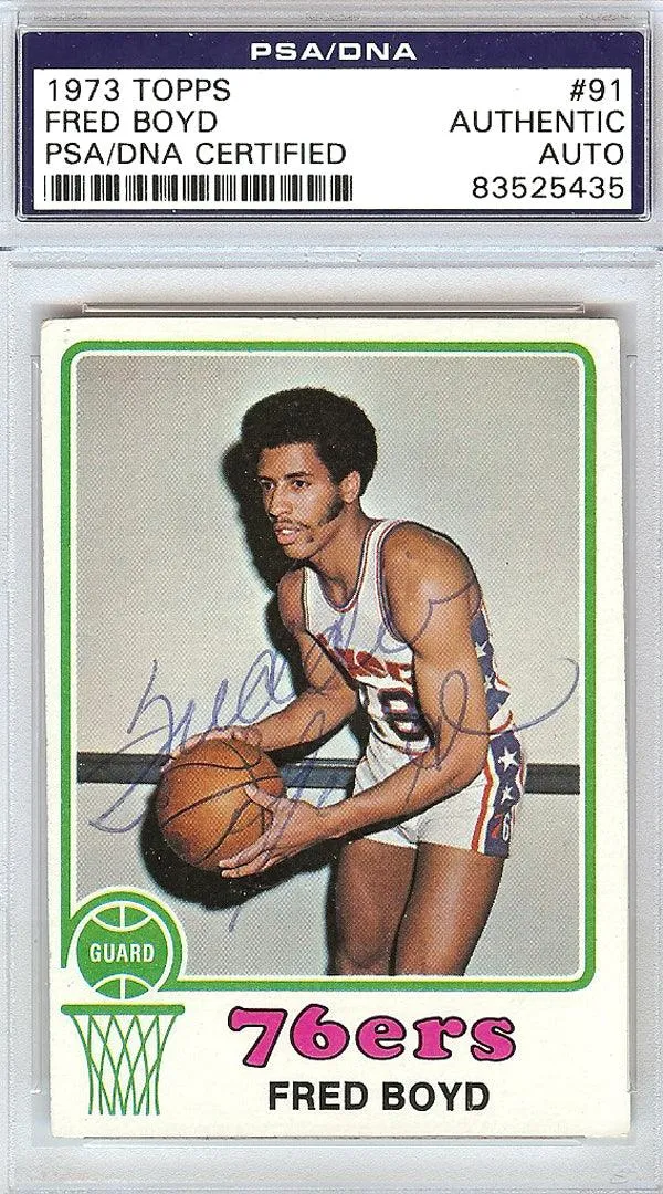 Fred Boyd Autographed 1973 Topps Card #91 Philadelphia 76ers PSA/DNA #83525435