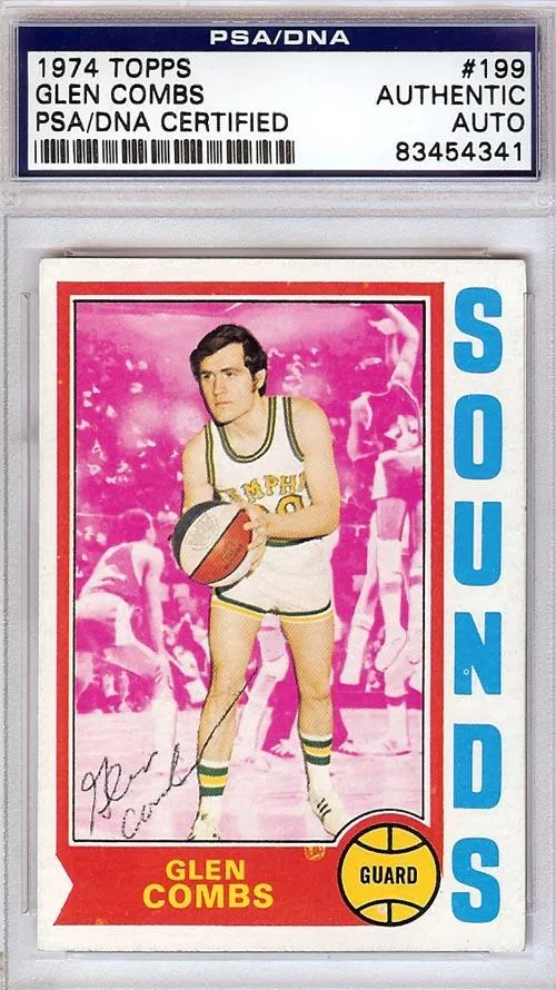 Glen Combs Autographed 1974 Topps Card #199 Memphis Sounds PSA/DNA #83454341