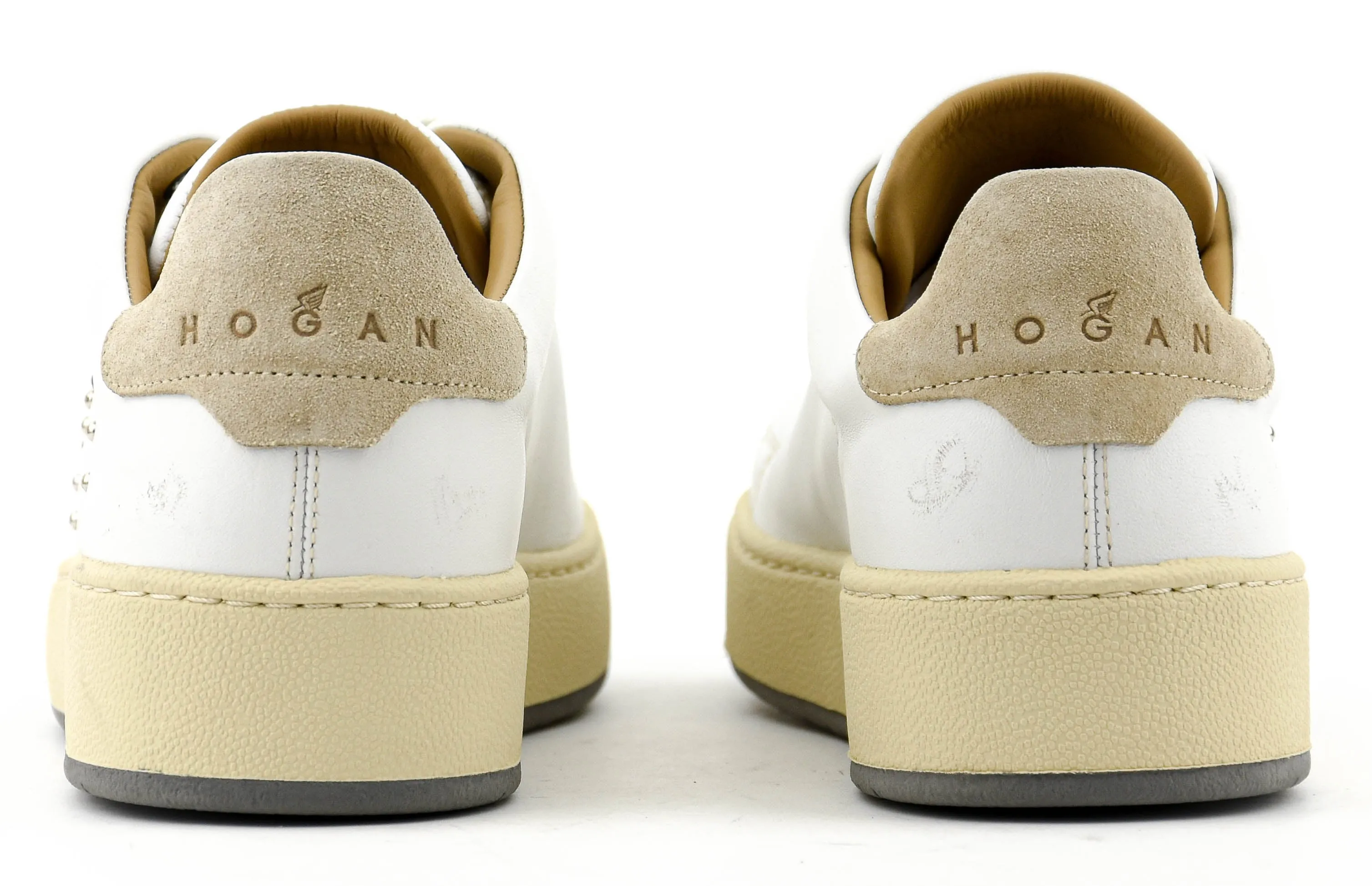 HOGAN H672 SNEAKER WHITE CAMEL STUDS