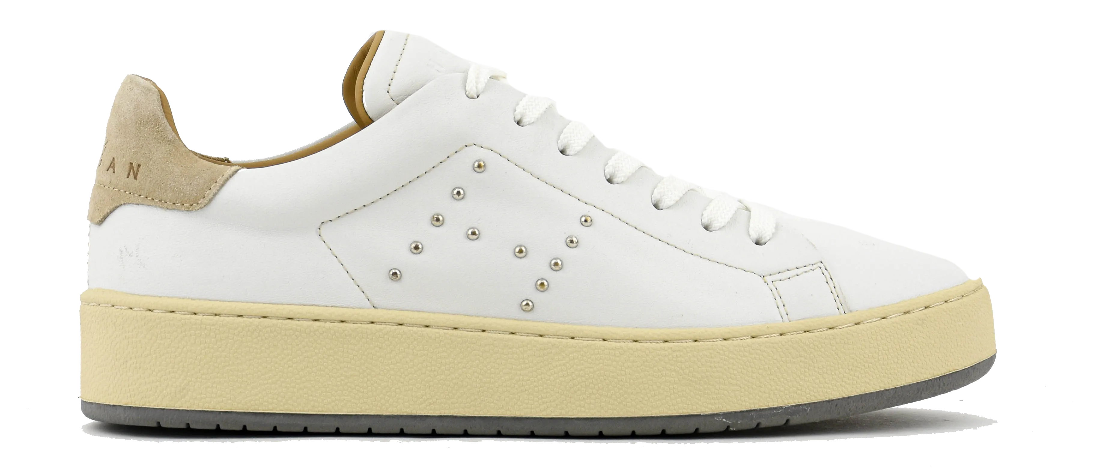 HOGAN H672 SNEAKER WHITE CAMEL STUDS