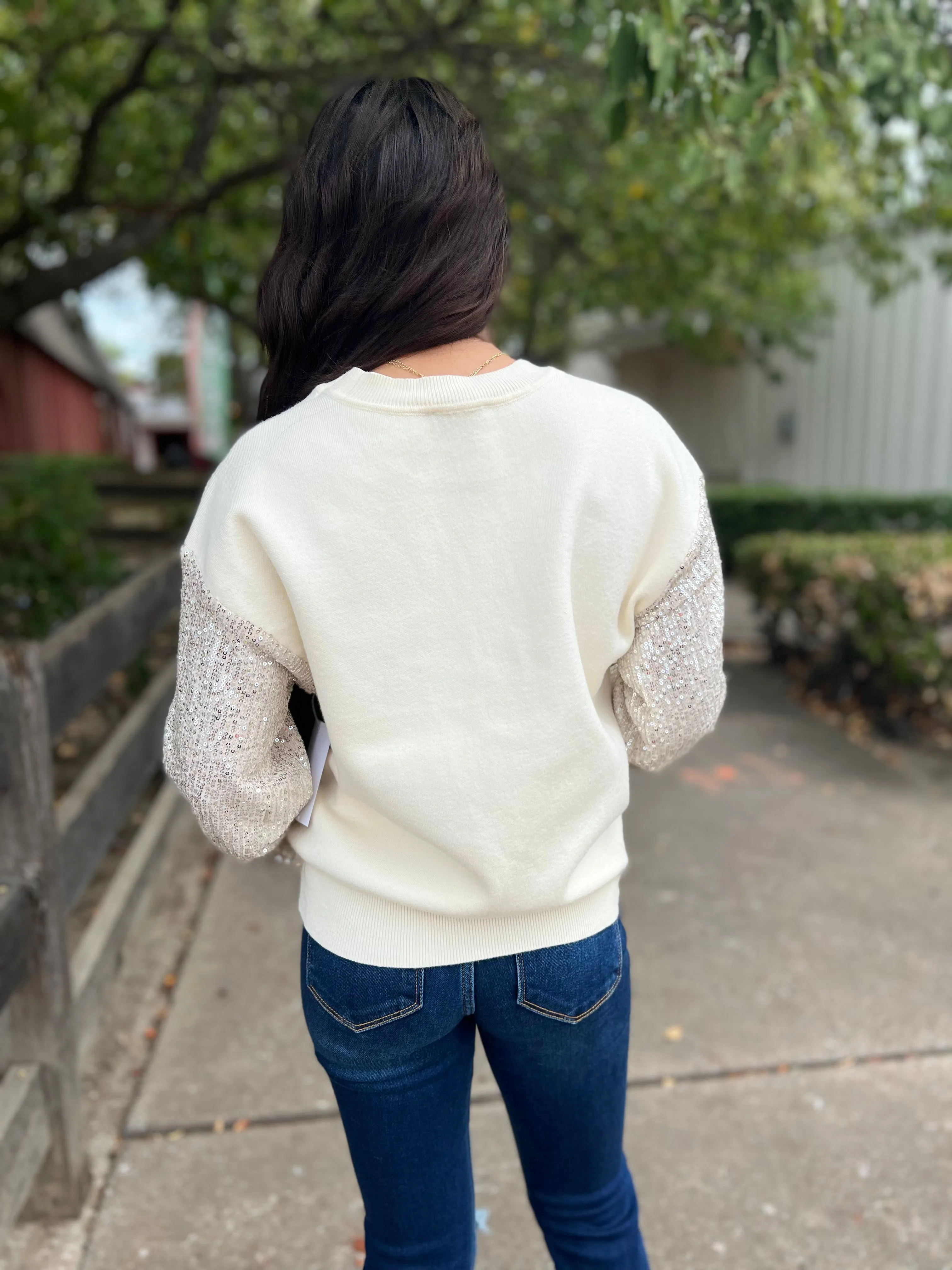 Keep It Up Sequin Sleeve Sweater