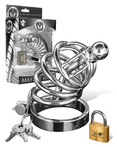 Master Series Asylum 6 Ring Locking Chastity Cage