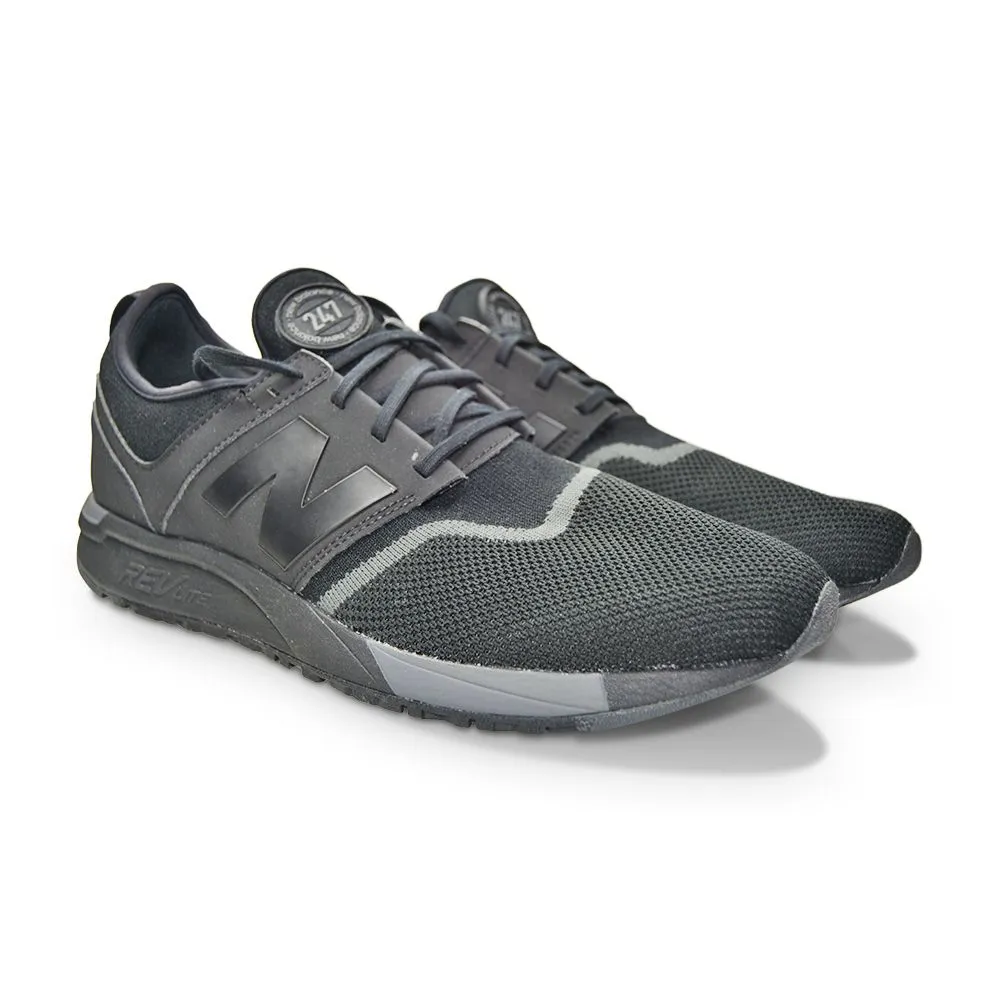 Mens New Balance Moyen - MRL247BY - Triple Black Grey Trainers