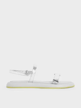 Metallic Velcro Strap Sandals