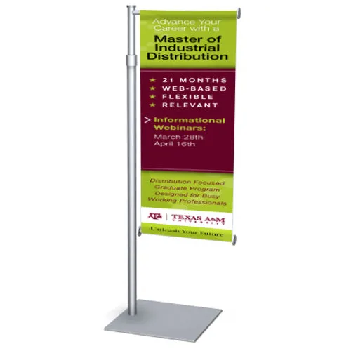 Mini Countertop Sign Stand for 6" Wide Banner | Holds One Vertical  Banner on Telescopic Pole 24" to 42"