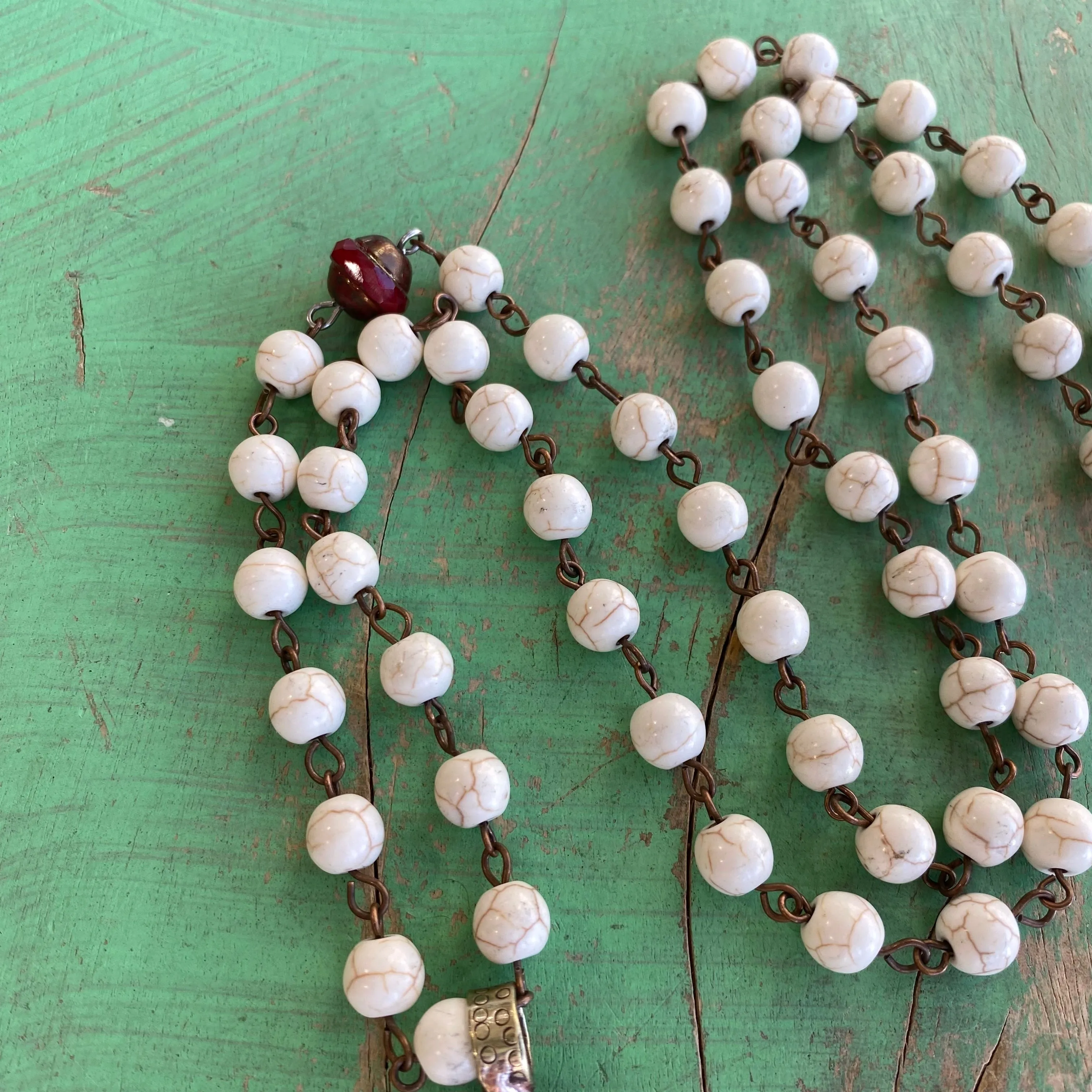 Natural Howlite Cross Necklace