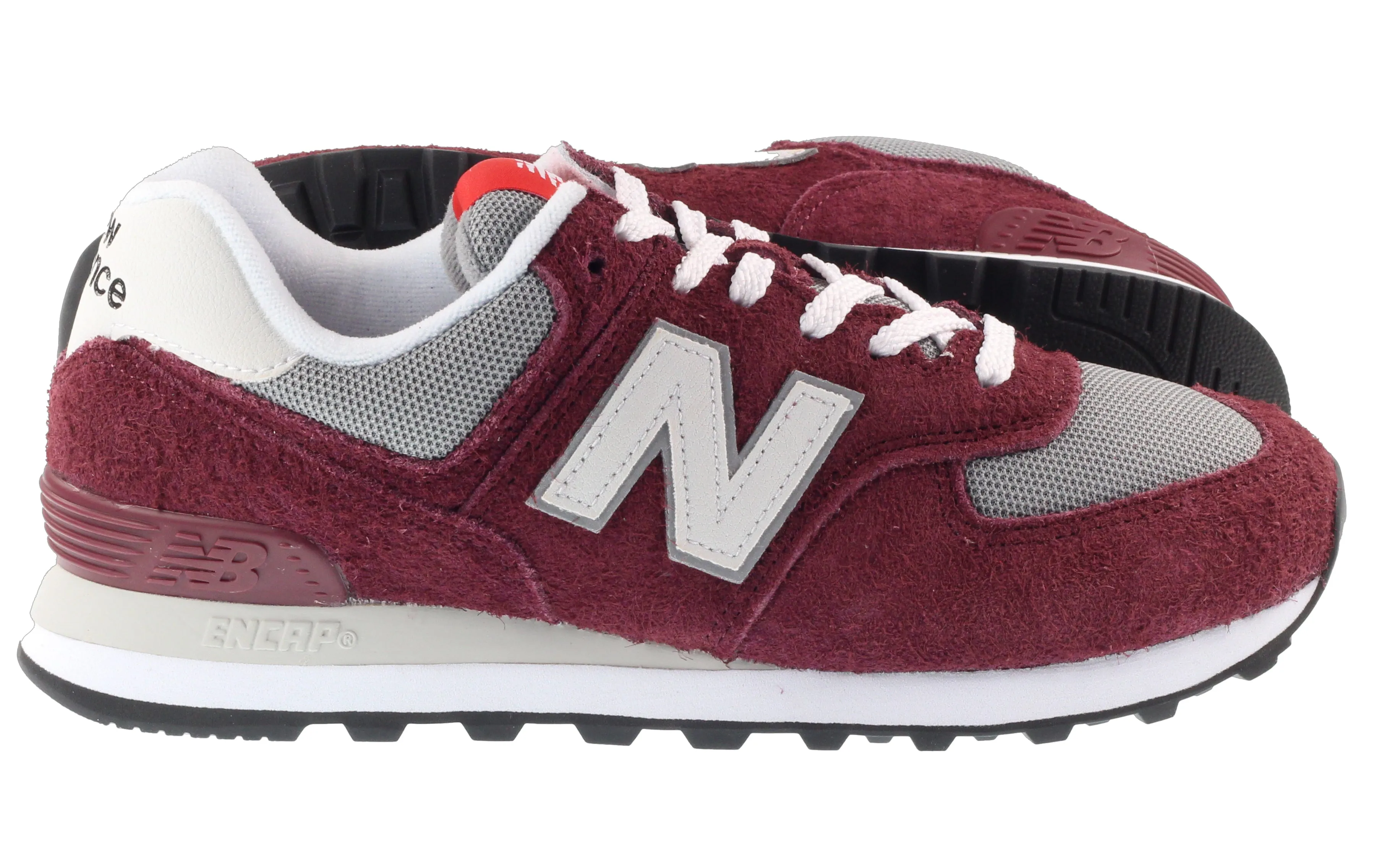 New Balance Trainers Mens 574 Burgundy with grey matter