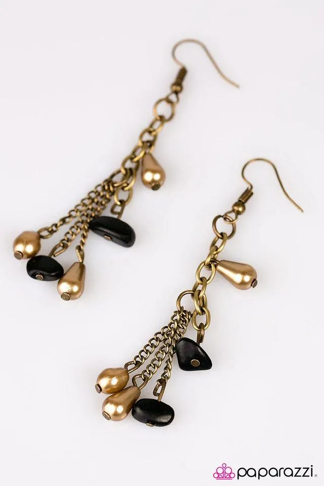 Open Door Jewelry - Desert Waltz - Brass Earring - Paparazzi Accessories