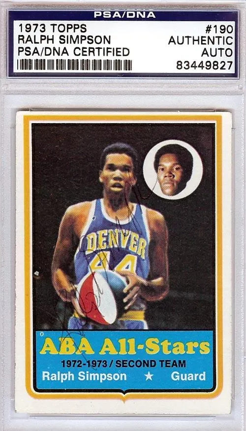 Ralph Simpson Autographed 1973 Topps Card #190 Denver Rockets PSA/DNA #83449827