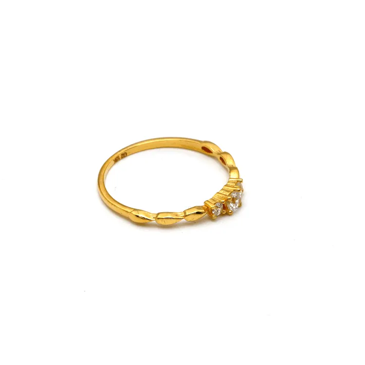 Real Gold 3 Stone Drop Ring 0534 (Size 8) R1912