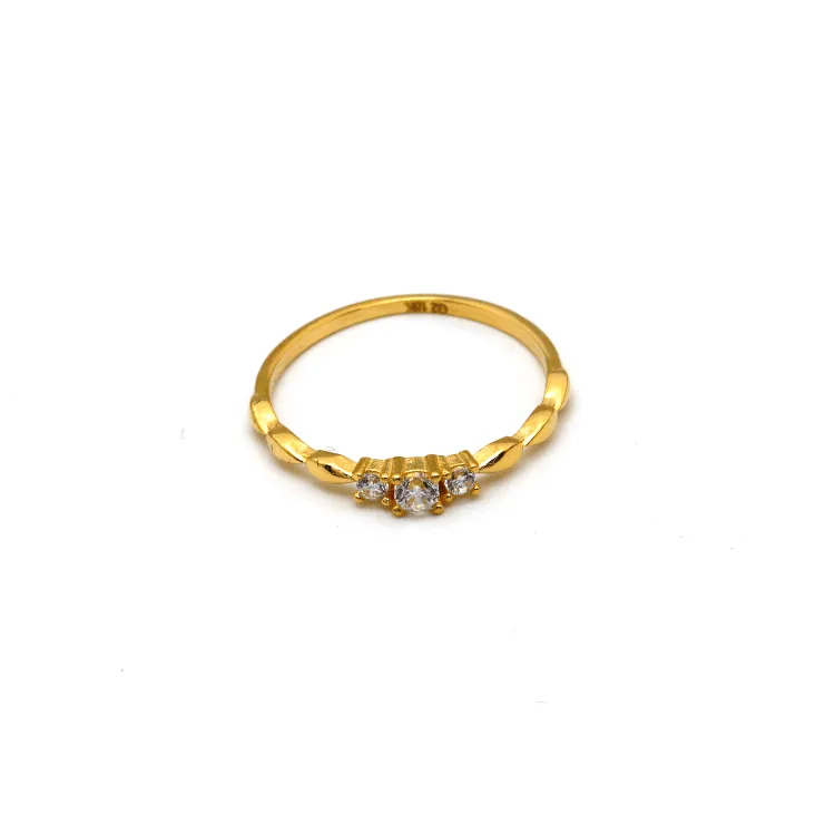 Real Gold 3 Stone Drop Ring 0534 (Size 8) R1912