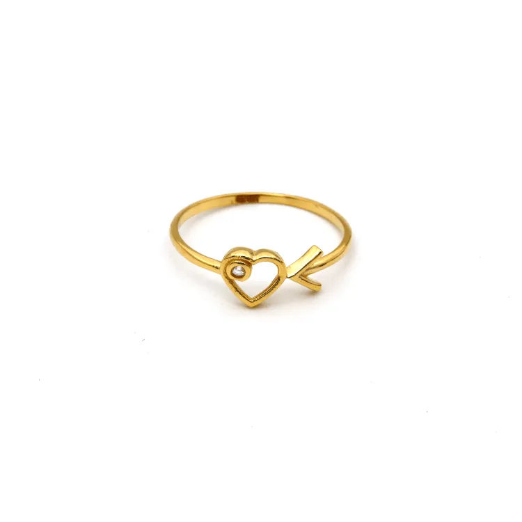 Real Gold Arrow Heart Ring 0592 (Size 9) R2057