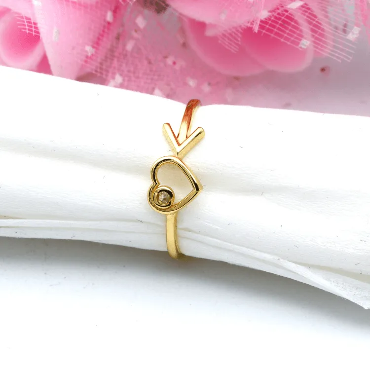 Real Gold Arrow Heart Ring 0592 (Size 9) R2057