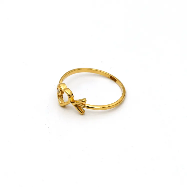 Real Gold Arrow Heart Ring 0592 (Size 9) R2057