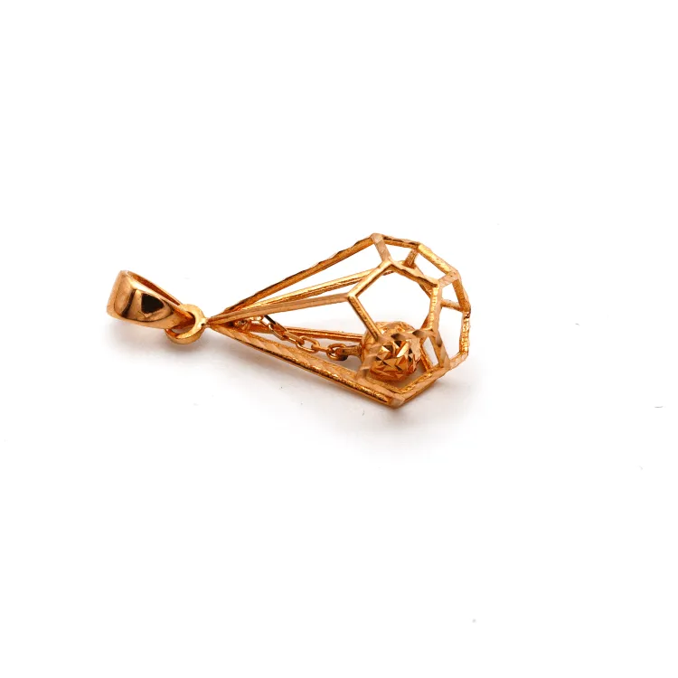 Real Gold Ball Cage Rose Gold Pendant 3001 P 1682