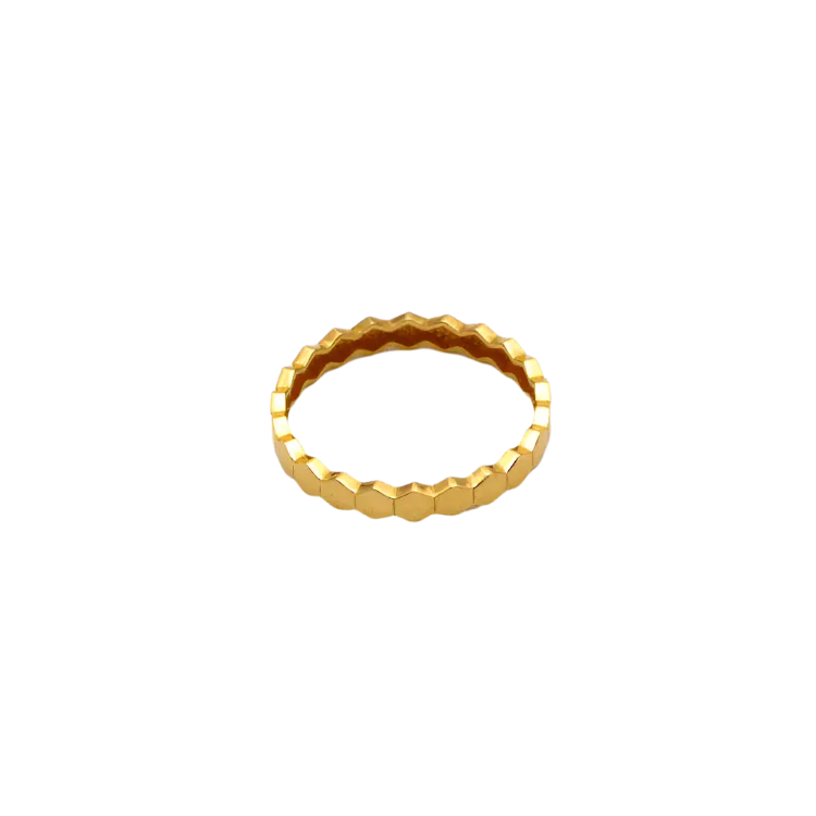 Real Gold Hexagon Ring 0400 (Size 5) R1748