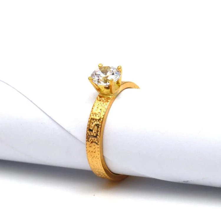 Real Gold Maze Hoop Solitaire Ring 0665 (SIZE 9) R2527