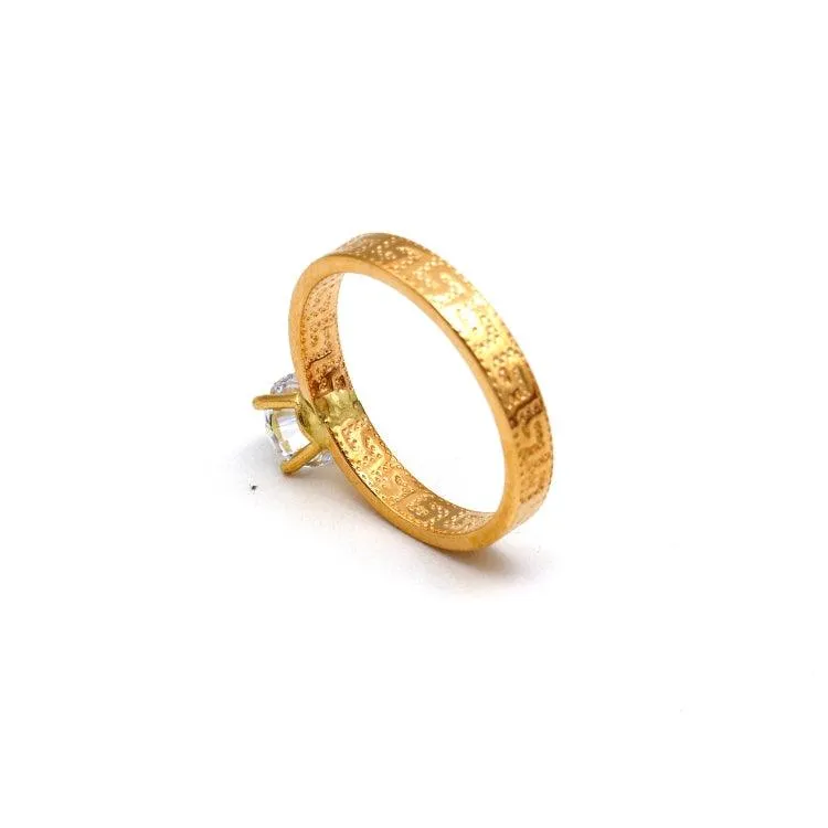 Real Gold Maze Hoop Solitaire Ring 0665 (SIZE 9) R2527