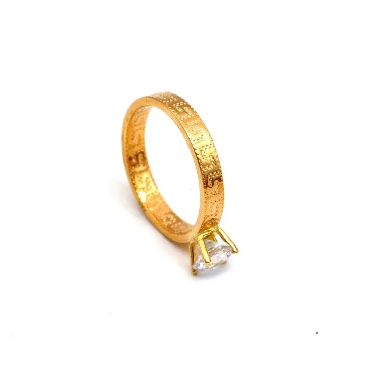 Real Gold Maze Hoop Solitaire Ring 0665 (SIZE 9) R2527