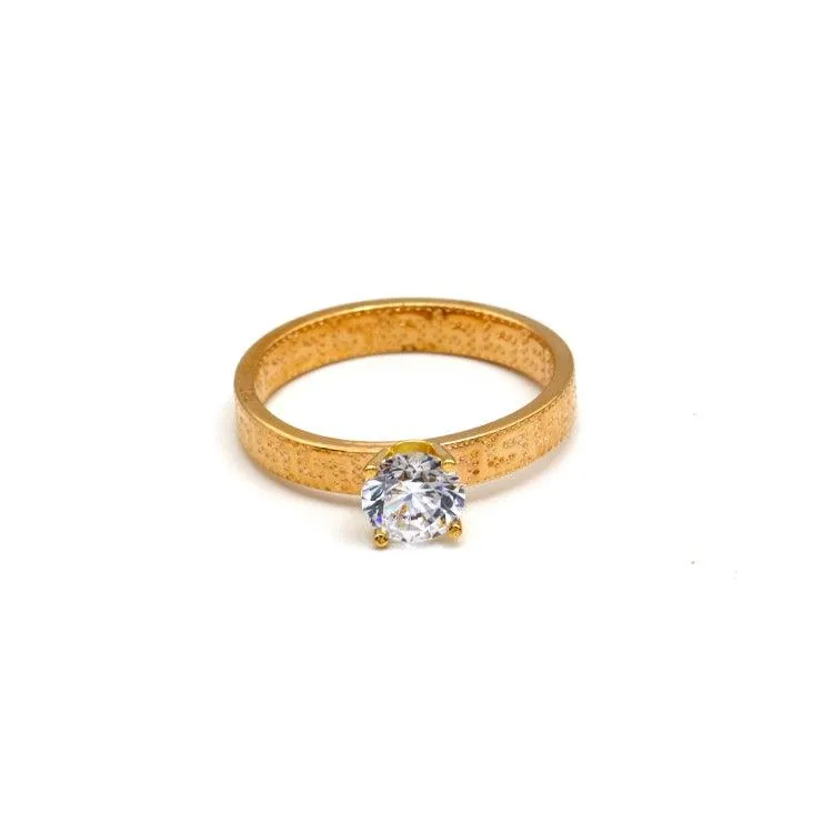 Real Gold Maze Hoop Solitaire Ring 0665 (SIZE 9) R2527