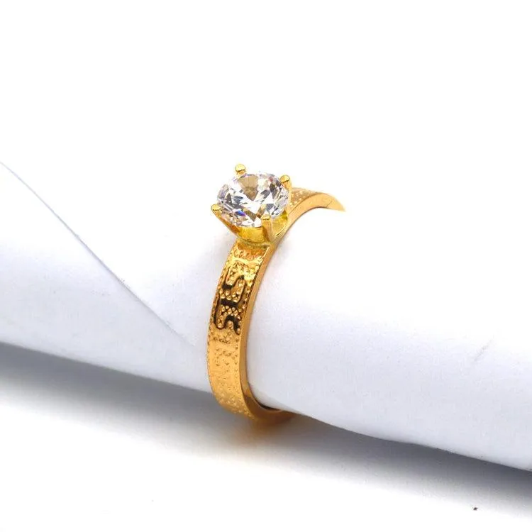 Real Gold Maze Hoop Solitaire Ring 0665 (SIZE 9) R2527