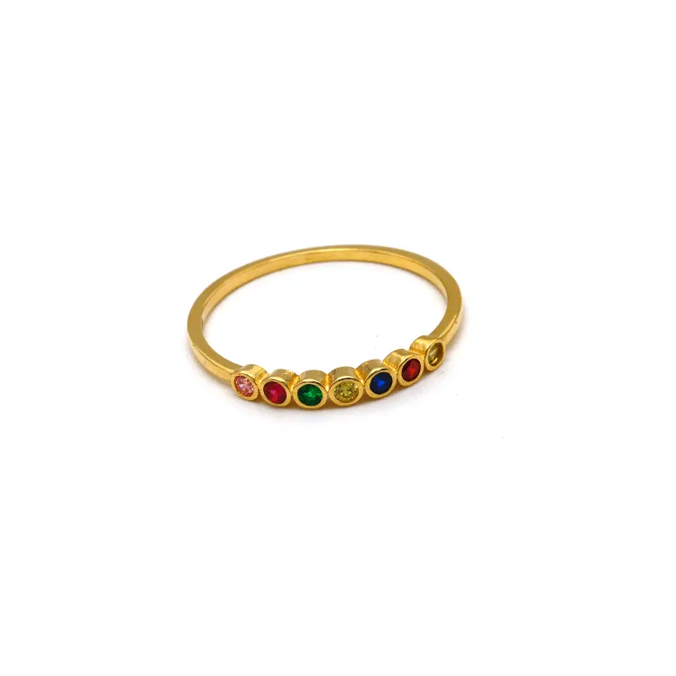 Real Gold Multi Color Stone Round Gold Ring CR 5603 (SIZE 9) R2322