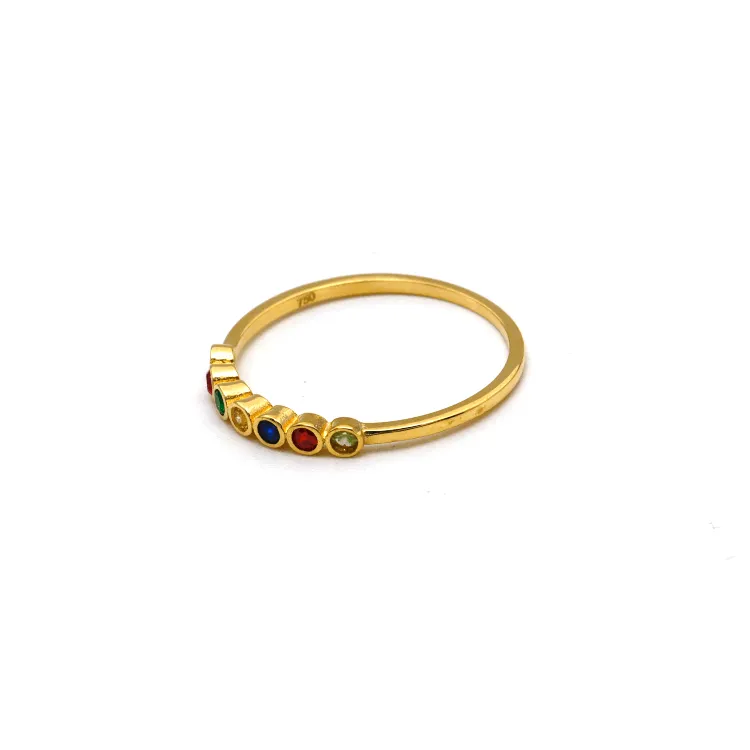 Real Gold Multi Color Stone Round Gold Ring CR 5603 (SIZE 9) R2322