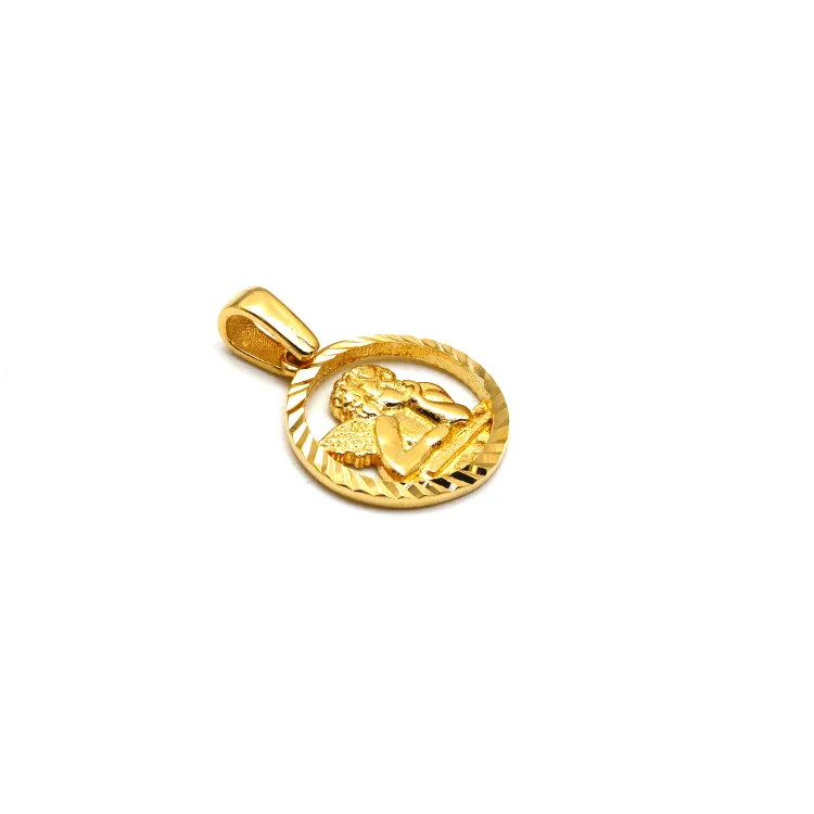 Real Gold Round Small Angel Pendant 0407 P 1804