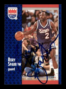 Rory Sparrow Autographed 1991-92 Fleer Card #180 Sacramento Kings SKU #183304