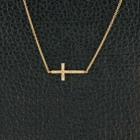 Sideways Diamond Cross Pendant