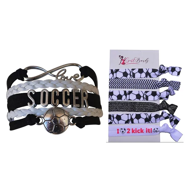 Soccer Jewelry Set (Bracelet & Hairties)