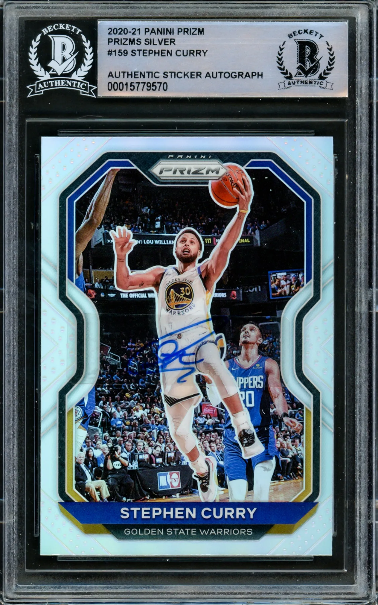 Stephen Curry Autographed 2020-21 Panini Silver Prizm Card #159 Golden State Warriors Beckett BAS #15779570