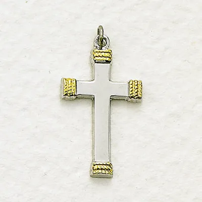 Sterling Silver Cross with Gold Tips Boxed - L9259