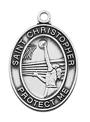 Sterling Silver Girls Basketball Pendant - L676BK