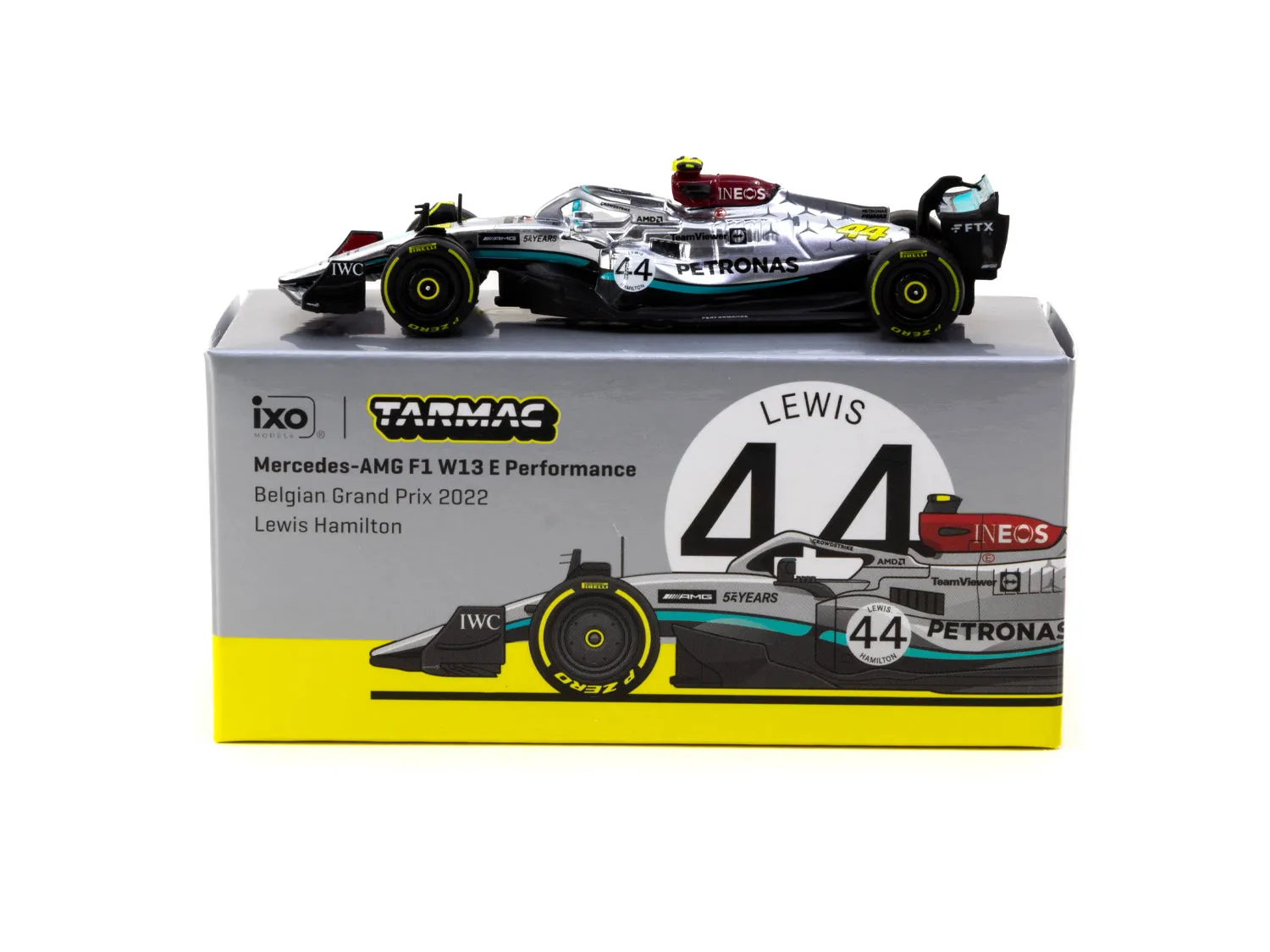 Tarmac Works 1/64 Mercedes-AMG F1 W13 E Performance Belgian Grand Prix 2022 Lewis Hamilton #44 - GLOBAL64