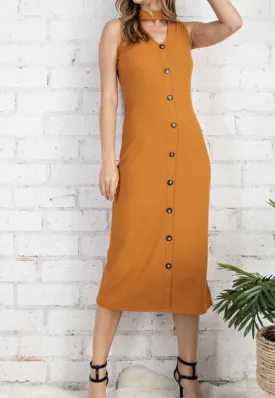 The Cara Dress: V Neck Ribbed Midi Dress