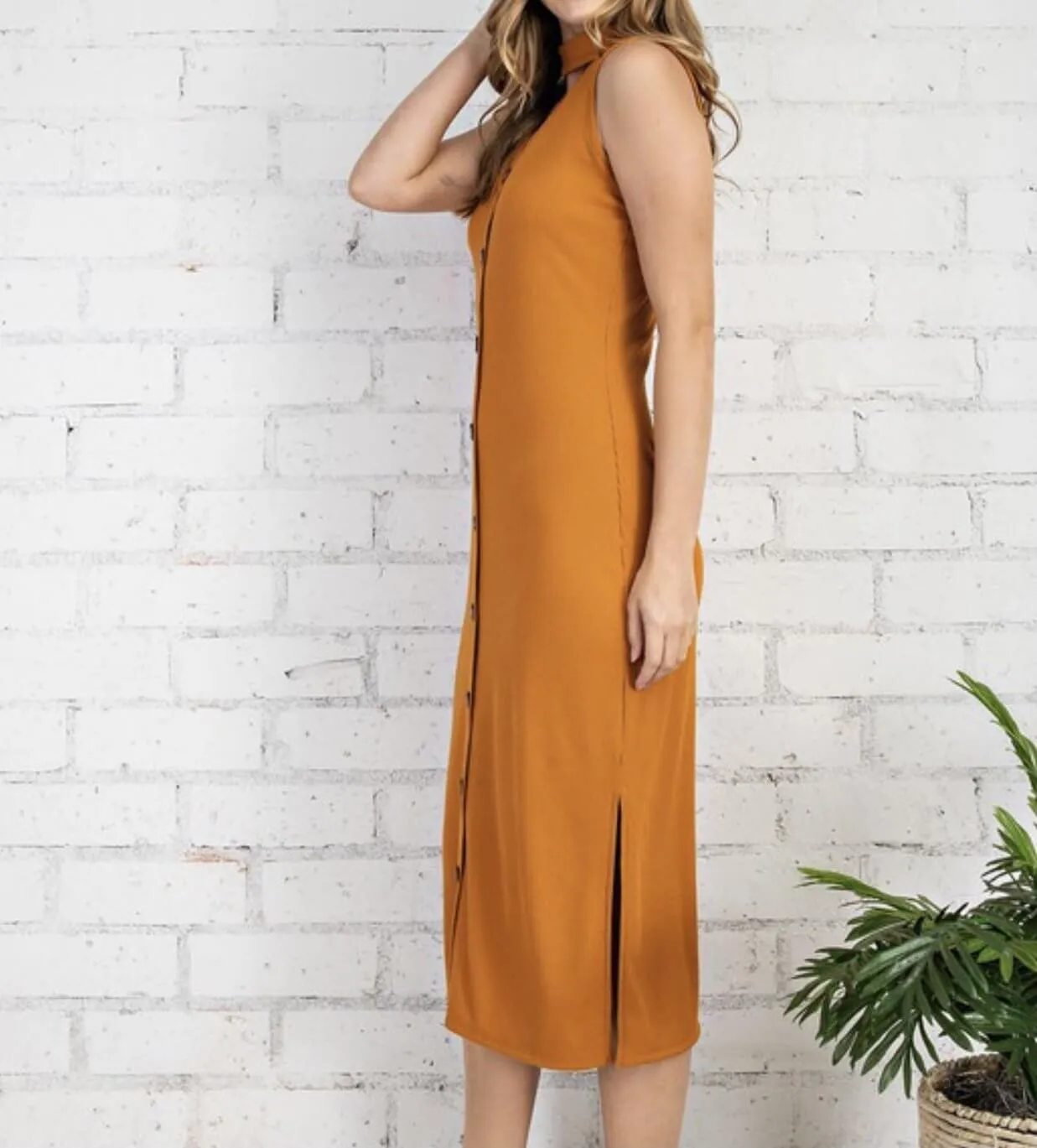 The Cara Dress: V Neck Ribbed Midi Dress