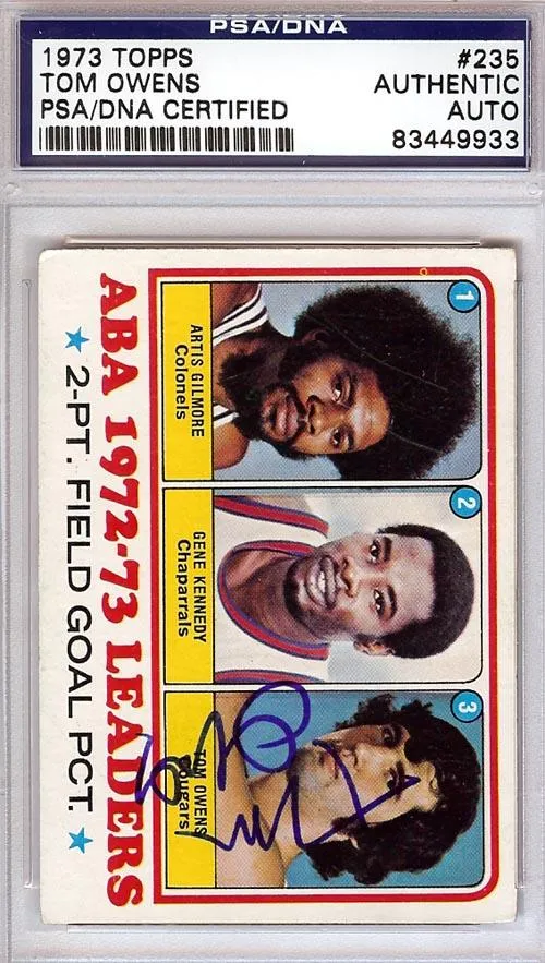 Tom Owens Autographed 1973 Topps Card #235 Carolina Cougars PSA/DNA #83449933