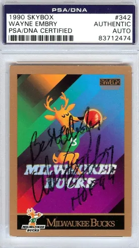 Wayne Embry Autographed 1990 Skybox Card #342 Milwaukee Bucks PSA/DNA #83712474