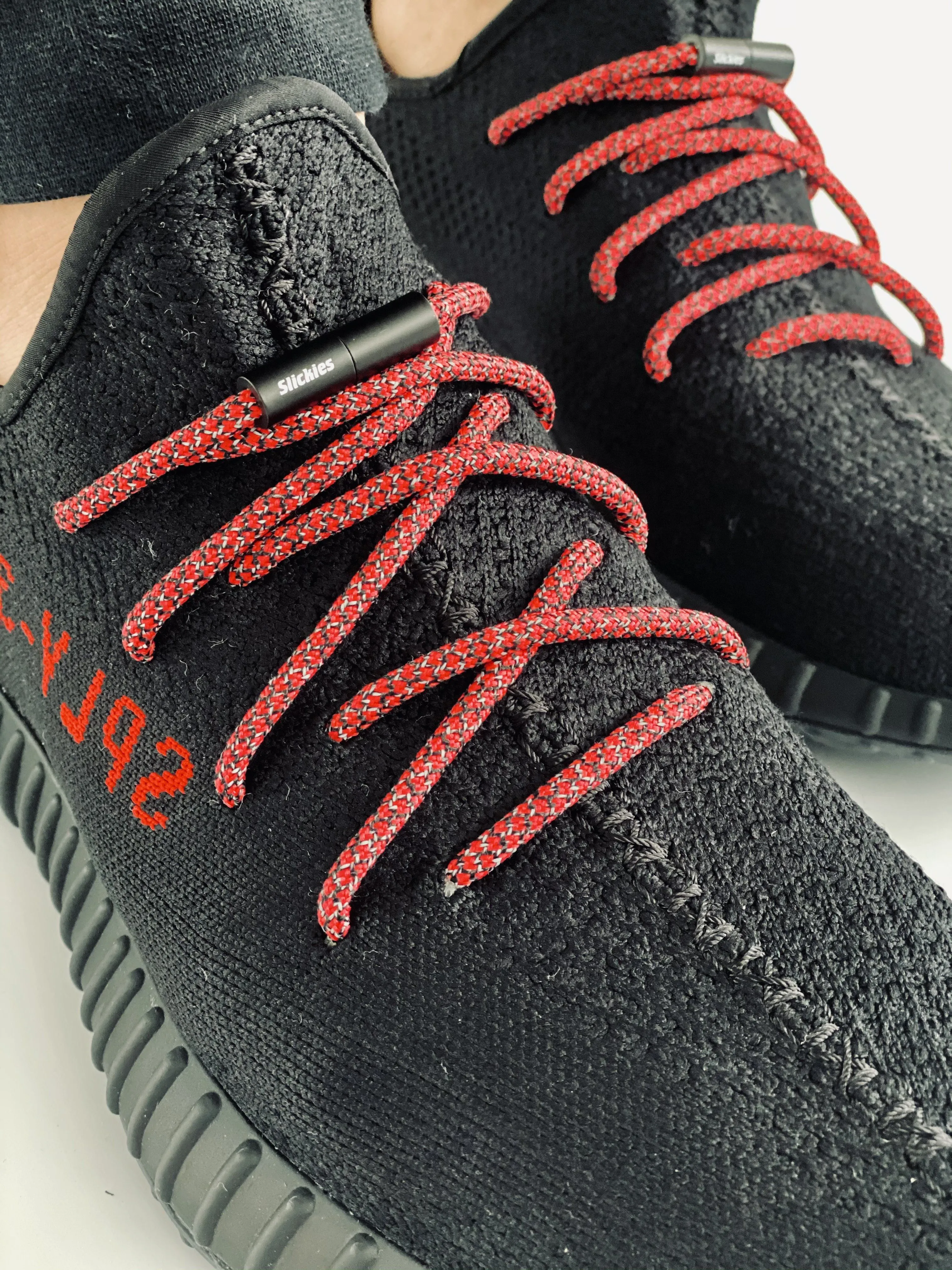 Yeezy Laces 3M Reflective Rope Laces V2 - BRED Black / Red Laces